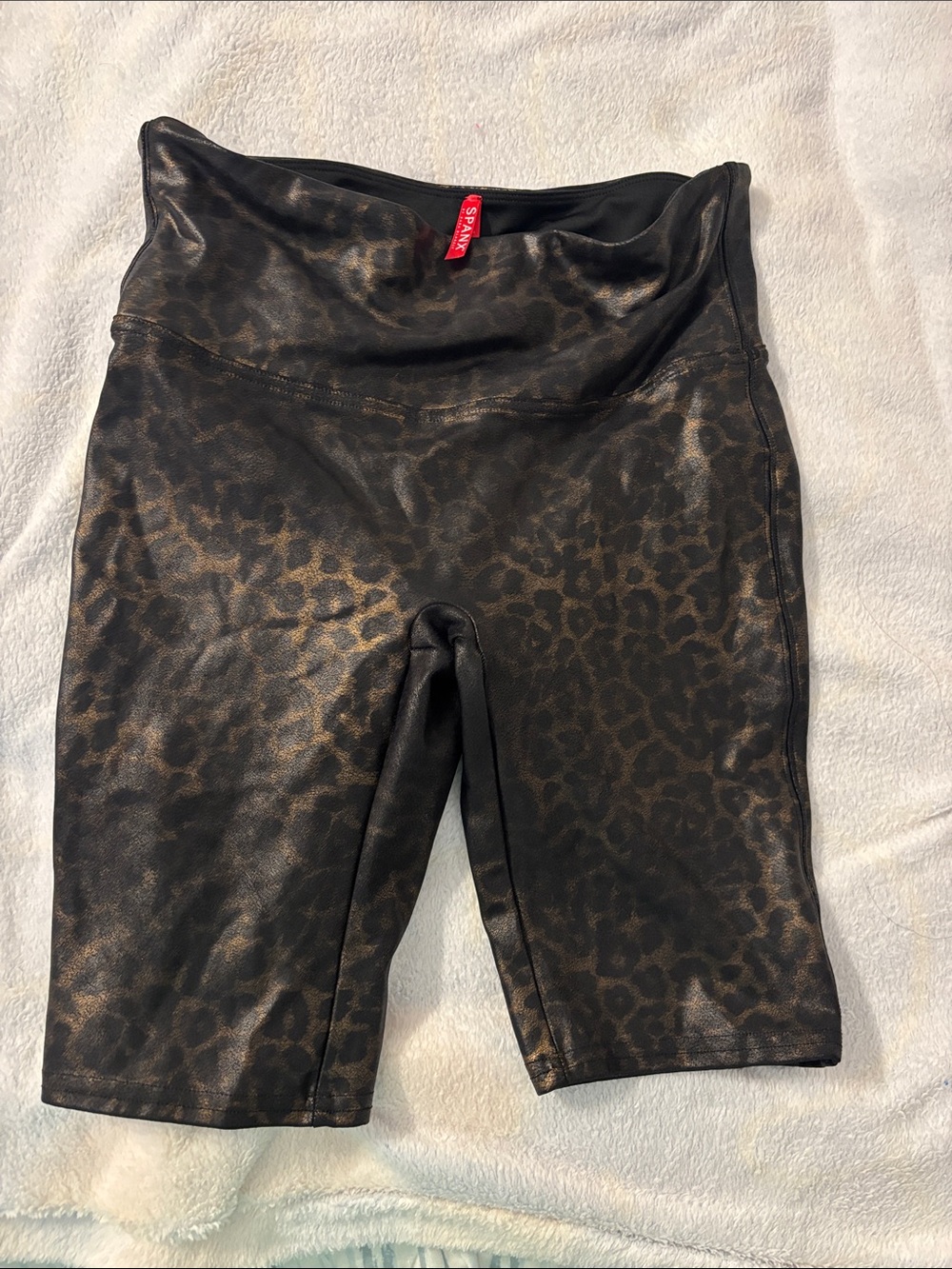 SPANX Metallic Leopard Bike Shorts - Black & Bronze